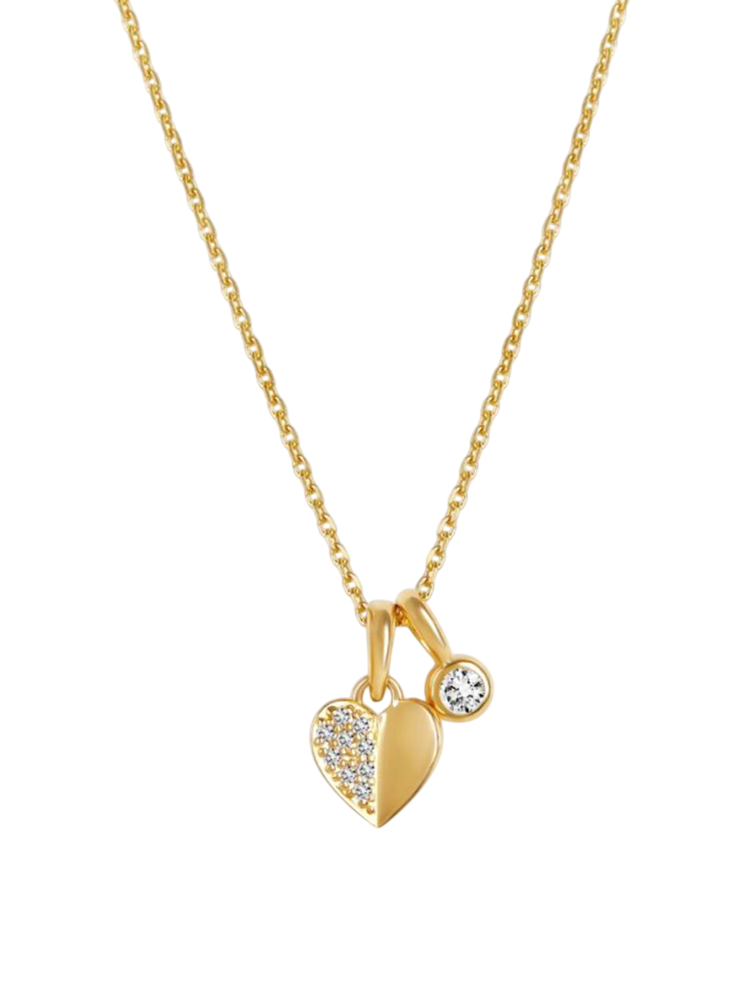 Folded heart lab-created diamond duo pendant